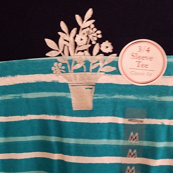 Kim Rogers Navy & Turquoise Top - Picture 3 of 6